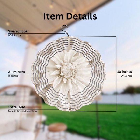 Ethereal Blooming Dahlia Design Wind Spinner - Picture 2 of 3